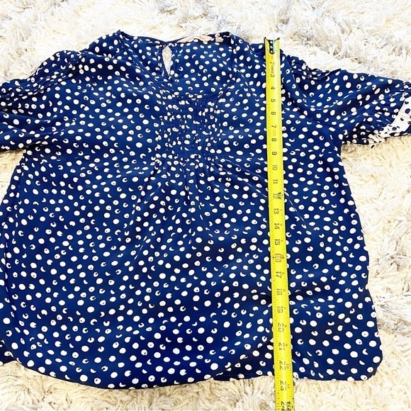 Soft Surroundings | Sonrisa Blue Polka Dot Ruffle Sleeve Blouse Size Large - Picture 9 of 10